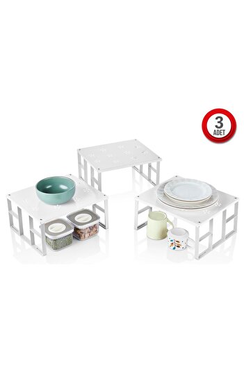 ORGANİZERS Set de 3 piese rafturi metalice - organizator pentru dulap, farfurii și pahare