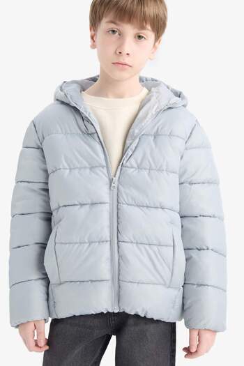 DeFacto Boy's Water Repellent Hooded Zippered Puffer Jacket A1875A825Au
