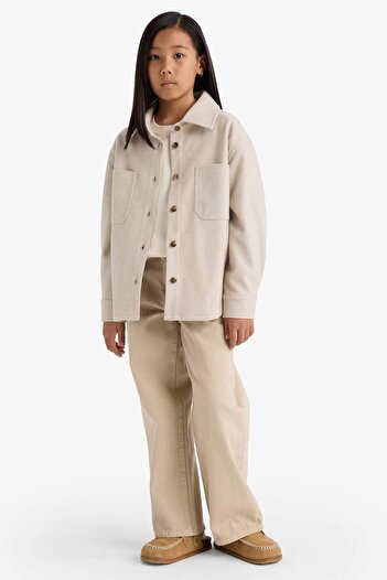 DeFacto Girls' Long Sleeve Snap Button Shirt Jacket F2271A825Au