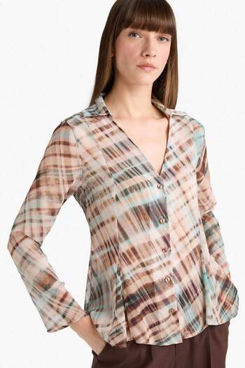 DeFacto Fitted V-Neck Patterned Chiffon Long Sleeve Shirt G3062Ax25Au