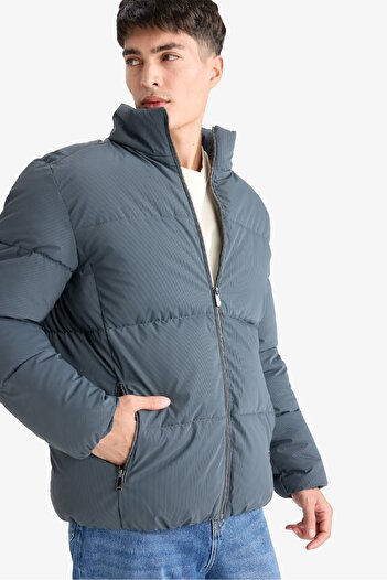 DeFacto Waterproof Windproof Stand Collar Lined Zipper Pocket Winter Coat F0307Ax25Wn