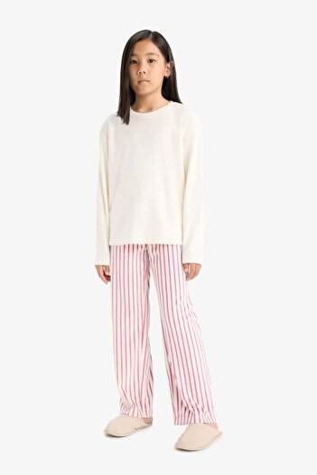 DeFacto Girls Pajamas Set Fleece Long Sleeve Top Long Bottom D1068A824Wn