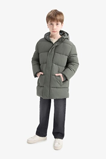 DeFacto Boy's Water Repellent Hooded Zippered Parka C8782A825Wn
