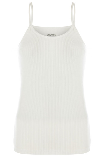 TOLIN Women's 100% Cotton Thin Rope Strap Ribbed Cream Undershirt 1238
