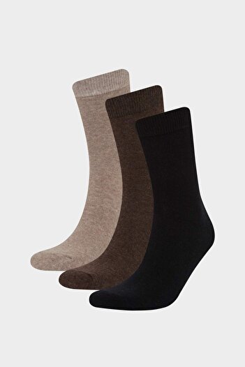 DeFacto Men's 3-Pack Cotton Long Socks F5299Axns