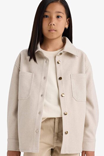 DeFacto Girls' Long Sleeve Snap Button Shirt Jacket F2271A825Au