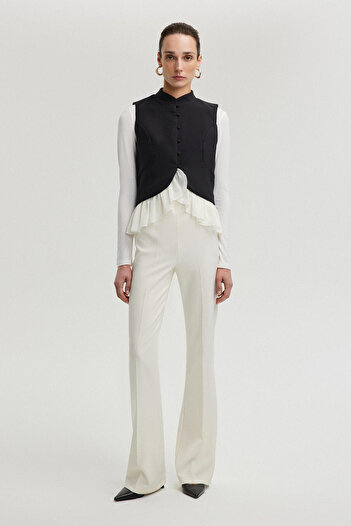 Touché Privé Crepe Vest - Chiffon Garnished Design