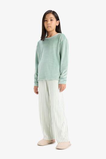 DeFacto Girls Pajamas Set Fleece Long Sleeve Top Long Bottom D1068A824Wn