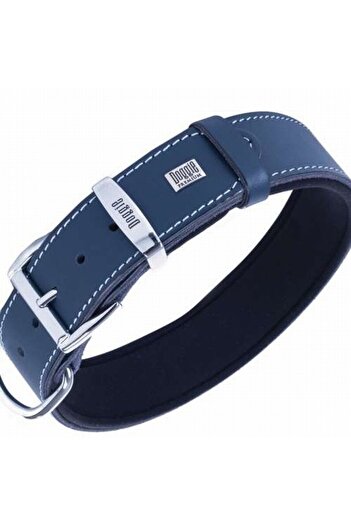 Doggie Comfort Leather Dog Collar Royalblue 3.5x52 60 Cm