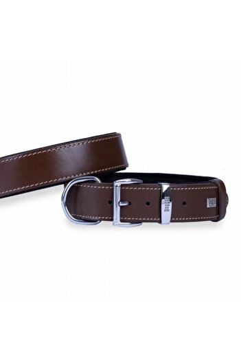 Doggie Comfort Leather Dog Collar Brown 4x47 55 Cm