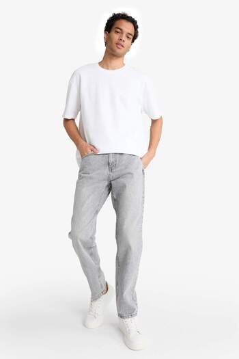 DeFacto Straight Fit Straight Leg Jean Washed Trousers E9102Ax25Au