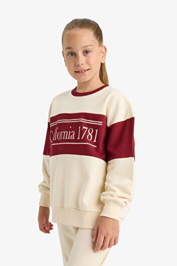 DeFacto Kız Çocuk 2'li Takım Baskılı Sweatshirt Eşofman Altı E6418A825AU