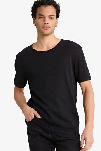 DeFacto Slim Fit Slim Fit Crew Neck Ribbed Short Sleeve T-Shirt F9535Ax25Hs