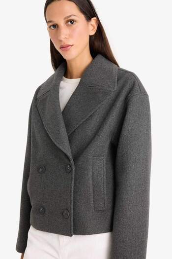 DeFacto Regular Fit Buttoned Crop Cashmere Coat E8646Ax25Au