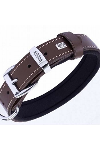 Doggie Comfort Leather Dog Collar Brown 2.5x37 45 Cm