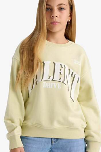 DeFacto Girl's Relax Fit Crew Neck Printed Sweatshirt E6760A825Au