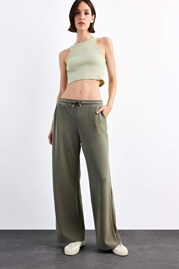DeFacto Relax Fit Elastic Waist Straight Leg Modal Trousers G1086Ax25Sm