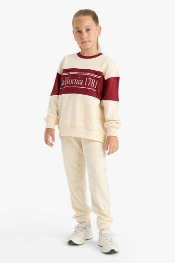 DeFacto Girl's 2-Piece Set Printed Sweatshirt Sweatpants E6418A825Au