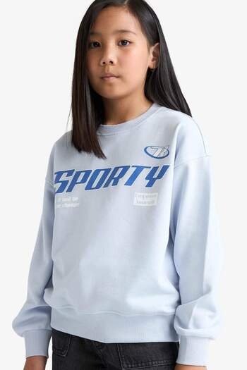 DeFacto Φούτερ με στάμπα για κορίτσια Relax Fit Crew Neck E6760A825AU