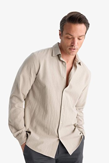 DeFacto Regular Fit Polo Yaka Pamuklu Uzun Kollu Gömlek E7741AX25AU