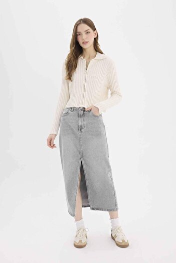 DeFacto Long Fit Midi Jean Skirt E1302Ax25Sp