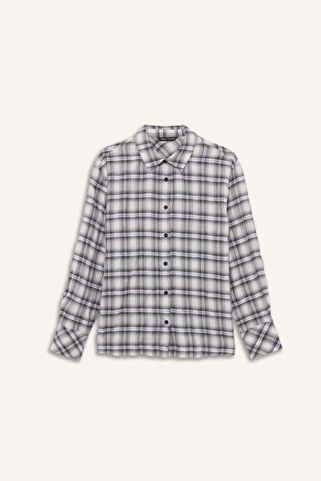 DeFacto Coool Oversize Wide Fit Textured Checkered Long Sleeve Shirt F9474Ax25Au