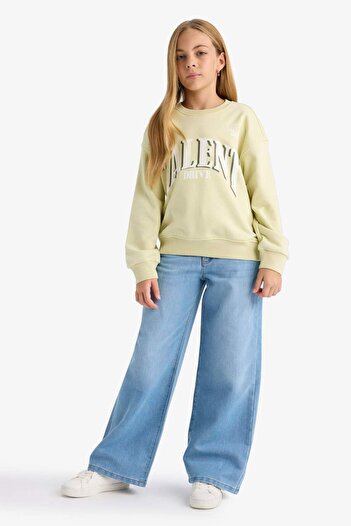 DeFacto Girl's Relax Fit Crew Neck Printed Sweatshirt E6760A825Au