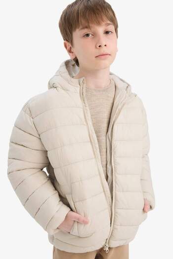 DeFacto Boy's Waterproof Hooded Zippered Puffer Jacket E8688A825Au