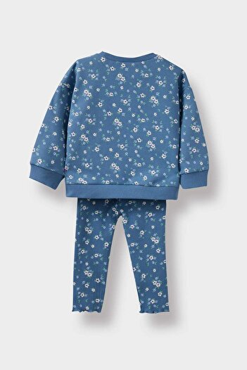 DeFacto Kız Bebek 2'li Takım Çiçek Desenli Sweatshirt Tayt F0532A525WN