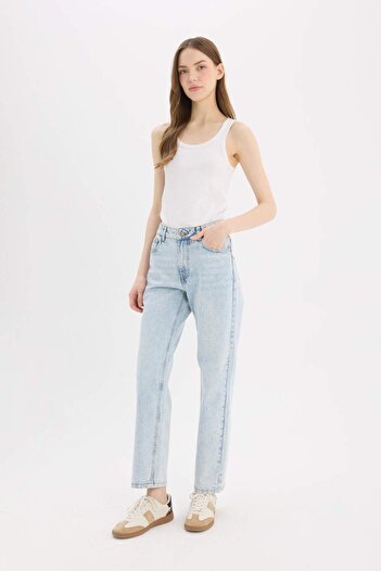 DeFacto Straight Fit Normal Waist Ankle Length Jean Washed Pants D9404Ax25Sm