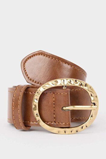 DeFacto Women's Big Buckle Faux Leather Jean Belt F3283Axns
