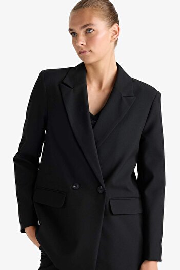 DeFacto Oversize Wide Fit Jacket Collar Blazer Jacket E7732Ax25Au