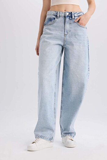 DeFacto Baggy Fit High Waist Long Jean Washed Pants D9406Ax25Sm