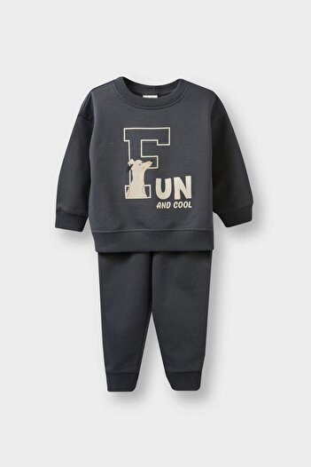 DeFacto Baby Boy 2-Piece Set Printed Sweatshirt Sweatpants E8994A525Au