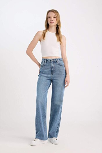 DeFacto 90's Wide Leg High Waist Straight Leg Jeans D6610Ax25Sp