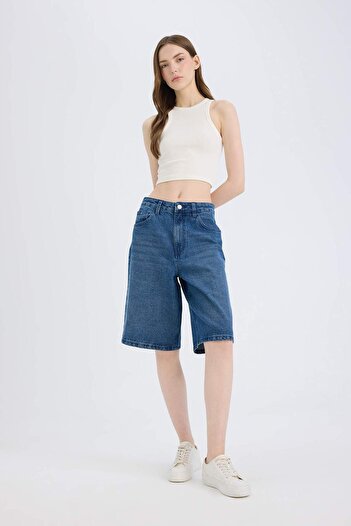DeFacto Normal Bel Jean Bermuda Shorts E0710Ax25Sm