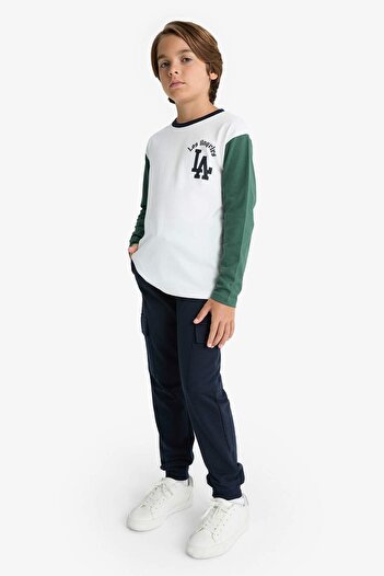 DeFacto Boys' 2-Piece Set Printed Long Sleeve T-Shirt Sweatpants F2493A825Au