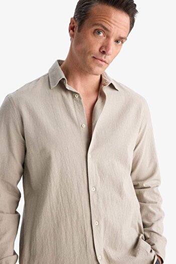 DeFacto Regular Fit Polo Yaka Pamuklu Uzun Kollu Gömlek E7741AX25AU