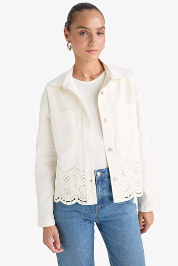 DeFacto Regular Fit Gömlek Yaka Gabardin Brode Ceket F9466AX25SM