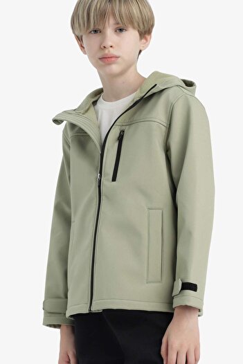 DeFacto Boy's Waterproof Hooded Fleece-Lined Raincoat C6553A825Au