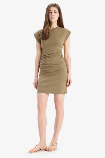 DeFacto Bodycon Bodycon Round Neck Ribbed Sleeveless Mini Dress D7996Ax25Sp
