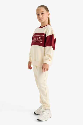 DeFacto Kız Çocuk 2'li Takım Baskılı Sweatshirt Eşofman Altı E6418A825AU