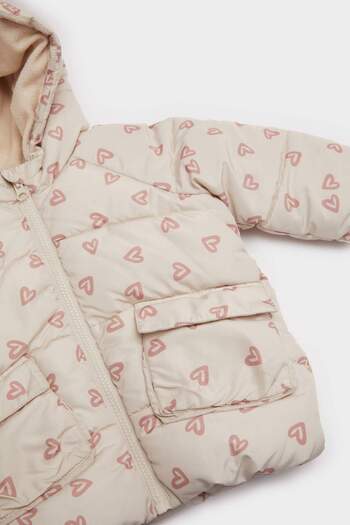 DeFacto Baby Girl Windproof Waterproof Hooded Patterned Zippered Puffer Coat E7960A525Au
