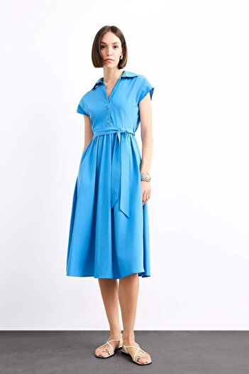 DeFacto Rochie midi cu mâneci scurte din bumbac Terry cu curea G0392AX25SM