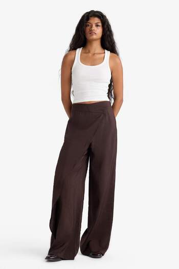 DeFacto Wide Leg Ornamental Pocket Regular Waist Straight Leg Trousers F9110Ax25Sm