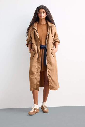DeFacto Regular Fit Hooded Zippered Long Raincoat E8554Ax25Au