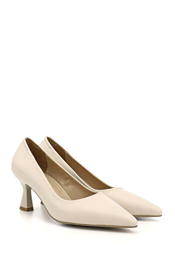 GÖNDERİ(R) Women's Cream Pointed Toe Goblet Heel Stiletto