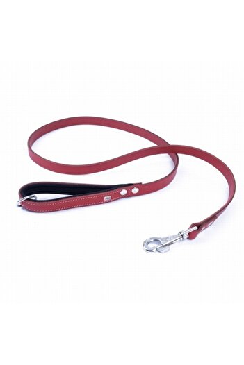 Doggie Comfort Classic Leather Dog Walking Collar Red 2X140 cm