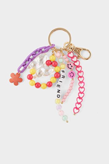 DeFacto Women's Colorful Heart Detailed Charm Keychain F6959Axns