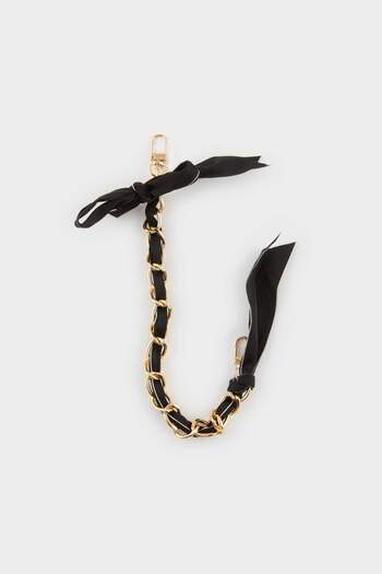 DeFacto Women's Black Ribbon Gold Charm Keychain F6961Axns